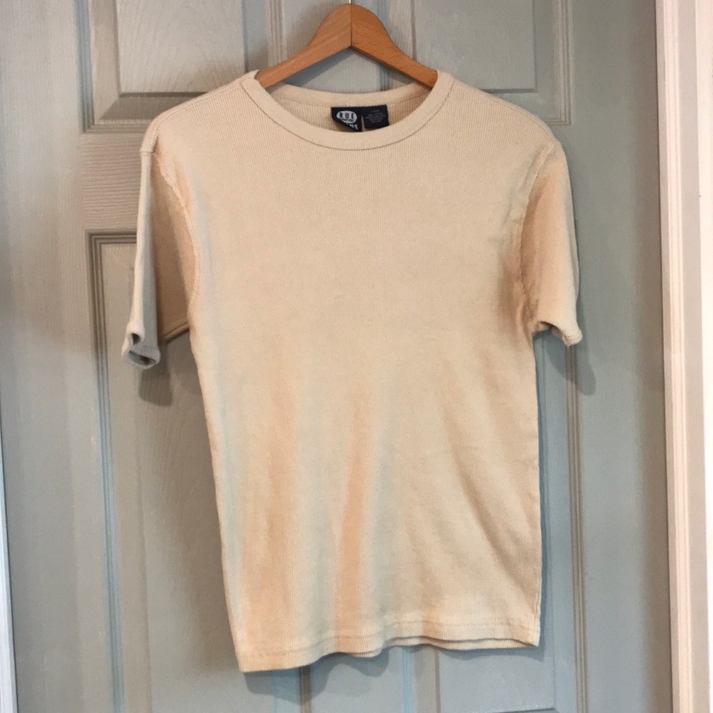 Rue 21 Jeans Juniors L Vintage Y2K Beige Neutral 100% Cotton Top